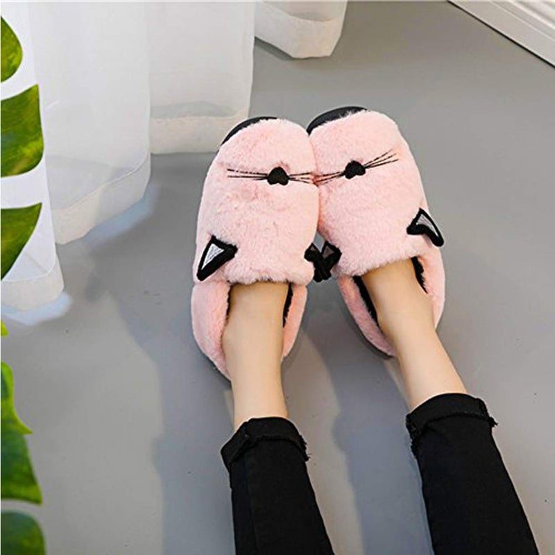 Anddyam Kids Family Cute Cat Household Anti-Slip Indoor Home Slippers for Girls and Boys (10-11 Little Kid, Pink, 10) - Image 2